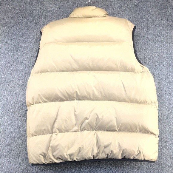 Old Navy Men's Zip Up Reversible Down Puffer Vest Red Tan Large Mock Neck - Picture 8 of 16